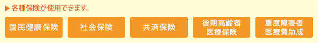 各種保険が使用できます。